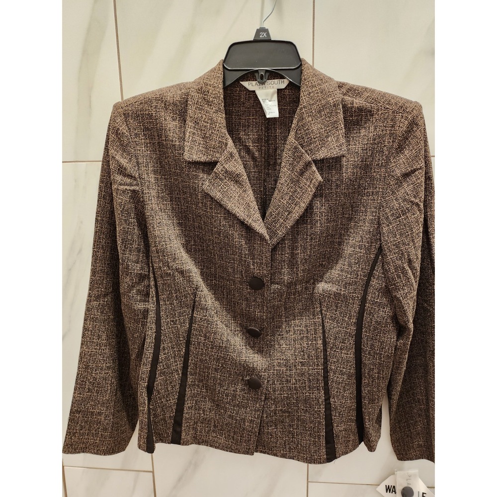 NEW Plaza South Petite Size 16P, Tan/Brown Plaid Blazer Jacket, NWT